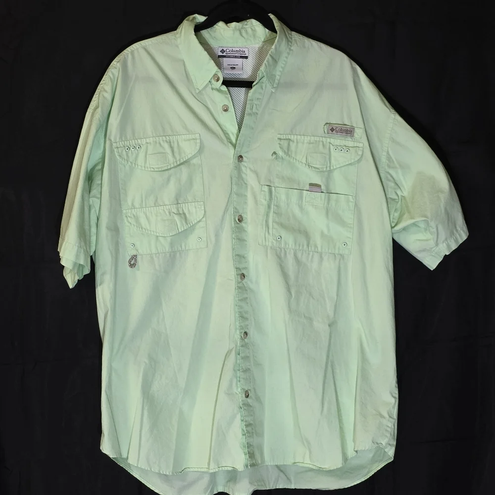 Columbia PFG Men's XL Short Sleeve Vented Fishing Shirt Mint Green - Picture 1 of 8